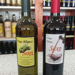 Vino clásico sexo. Blanco o tinto. Botella 750 cc.